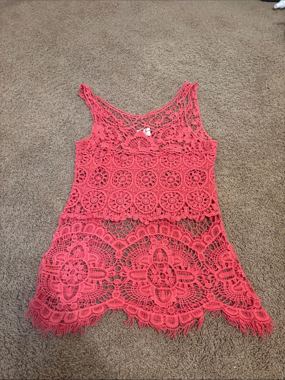Saint Tropez West Coral Crochet Tank Camisole
